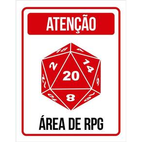 Placa Decorativa - Dado D20 Atenção Área De Rpg 36X46