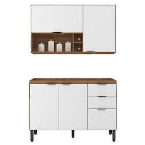 Cozinha Modulada Composição 11 Firenze 2 Peças Amêndola Branco - Demóbile Amêndola Branco