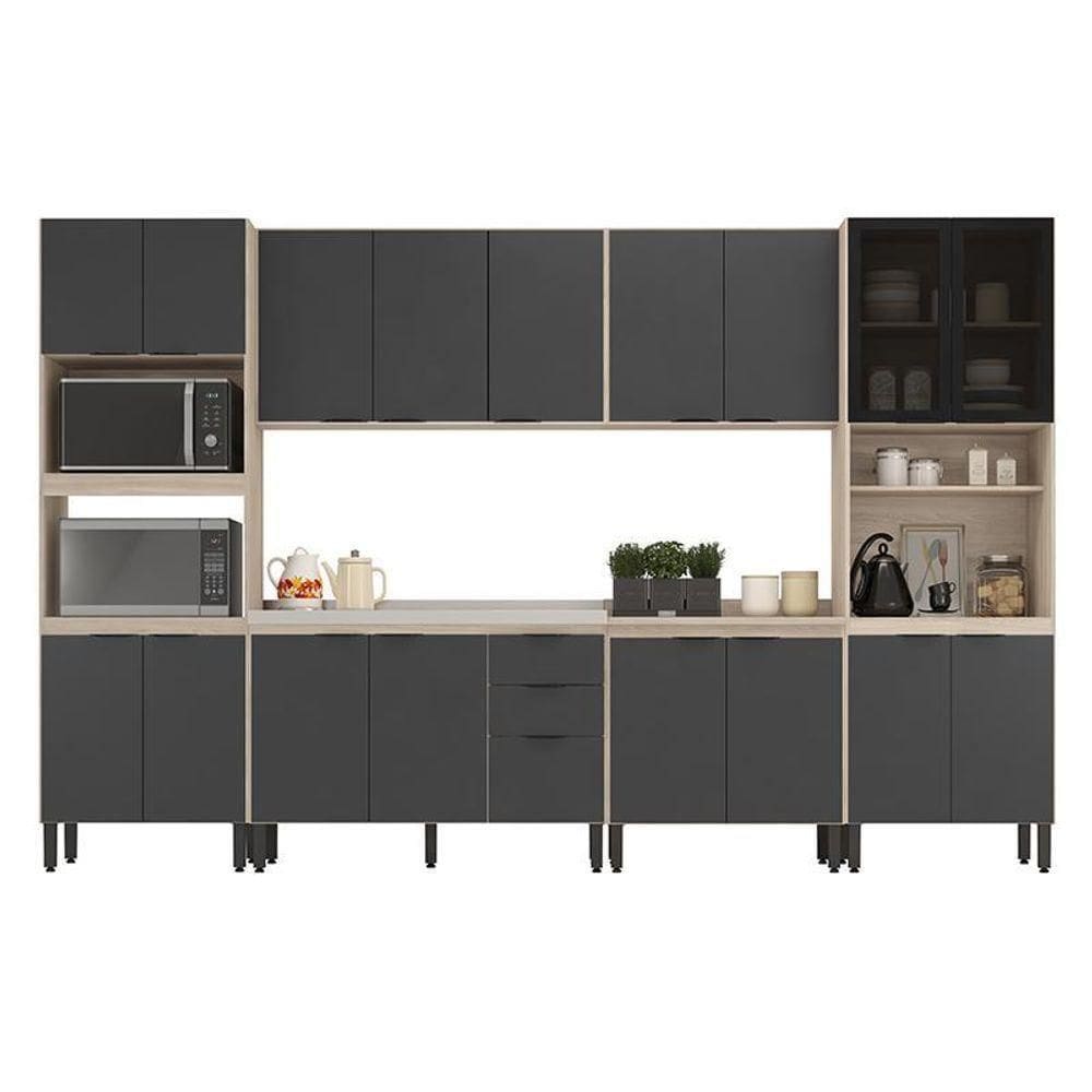 Cozinha Modulada Composição Fmt006 Firenze 6 Peças Avena Grafito - Demóbile Avena Grafito