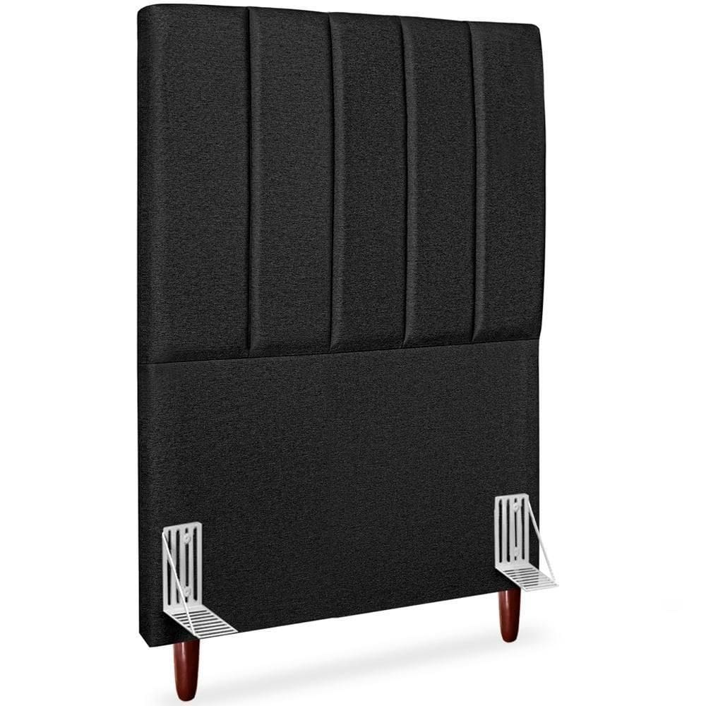 Cabeceira Solteiro 90cm Arlla Linho Preto Rm Preto