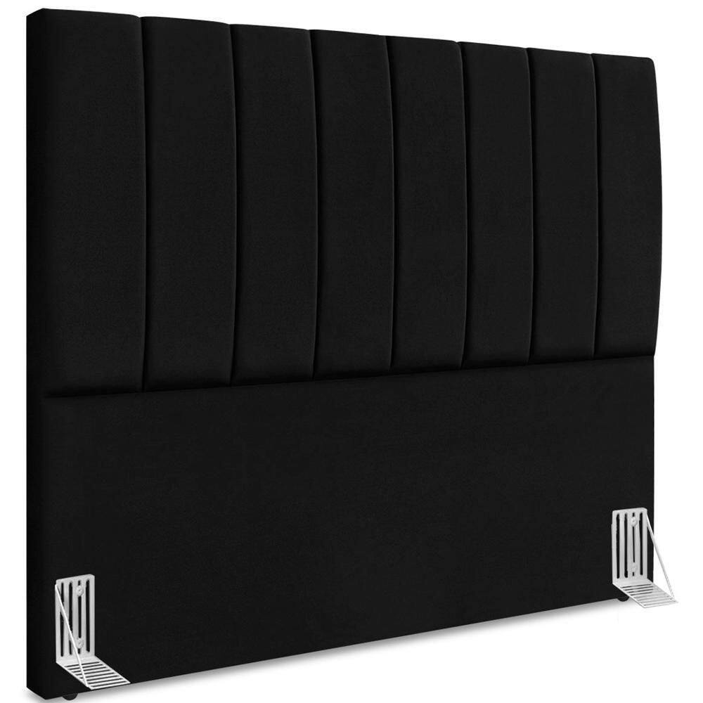 Cabeceira Casal 140cm Allia Suede Preto Rm Preto