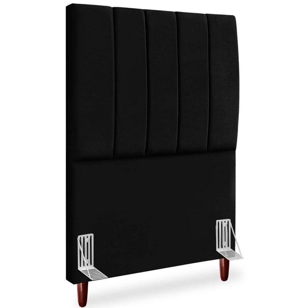 Cabeceira Solteiro 90cm Arlla Suede Preto Rm Preto