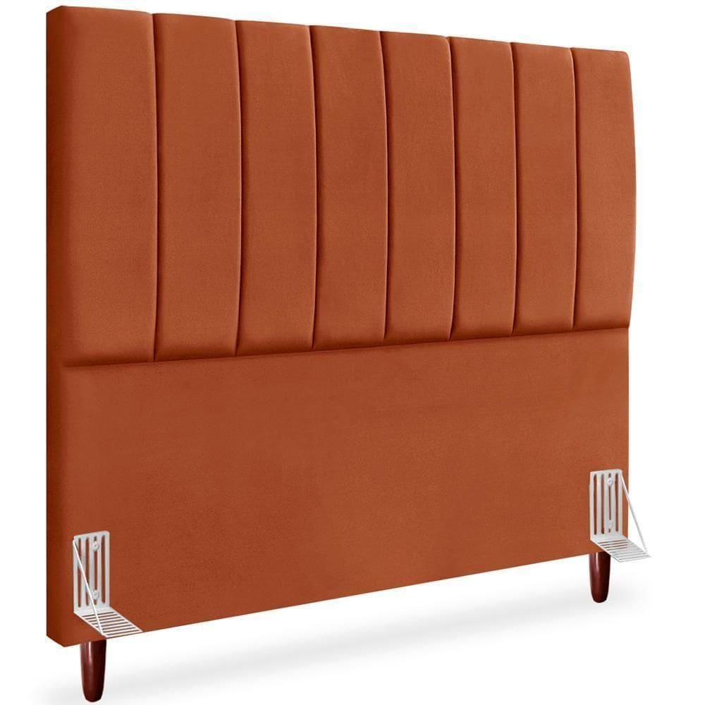 Cabeceira Casal 140cm Arlla Suede Terracota Rm Terracota