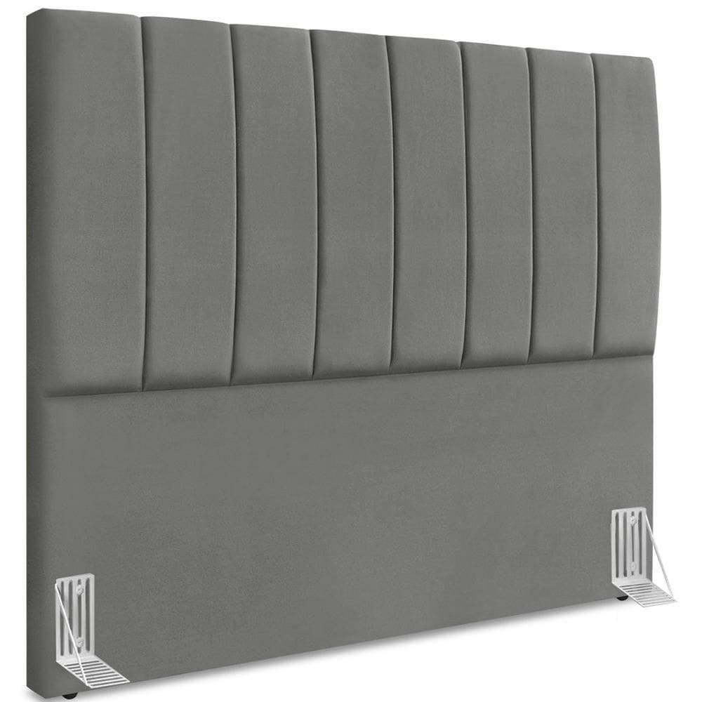 Cabeceira Casal 140cm Allia Suede Cinza Rm Cinza