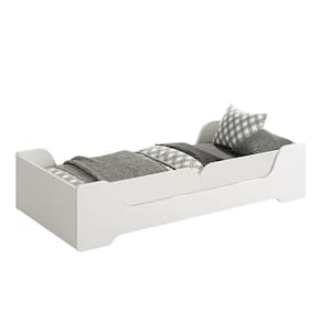 Cama Evolutiva Zaki Branco Fosco Com Proteção Lateral Lisa E Colchão D20 - Reller Móveis Branco Fosco