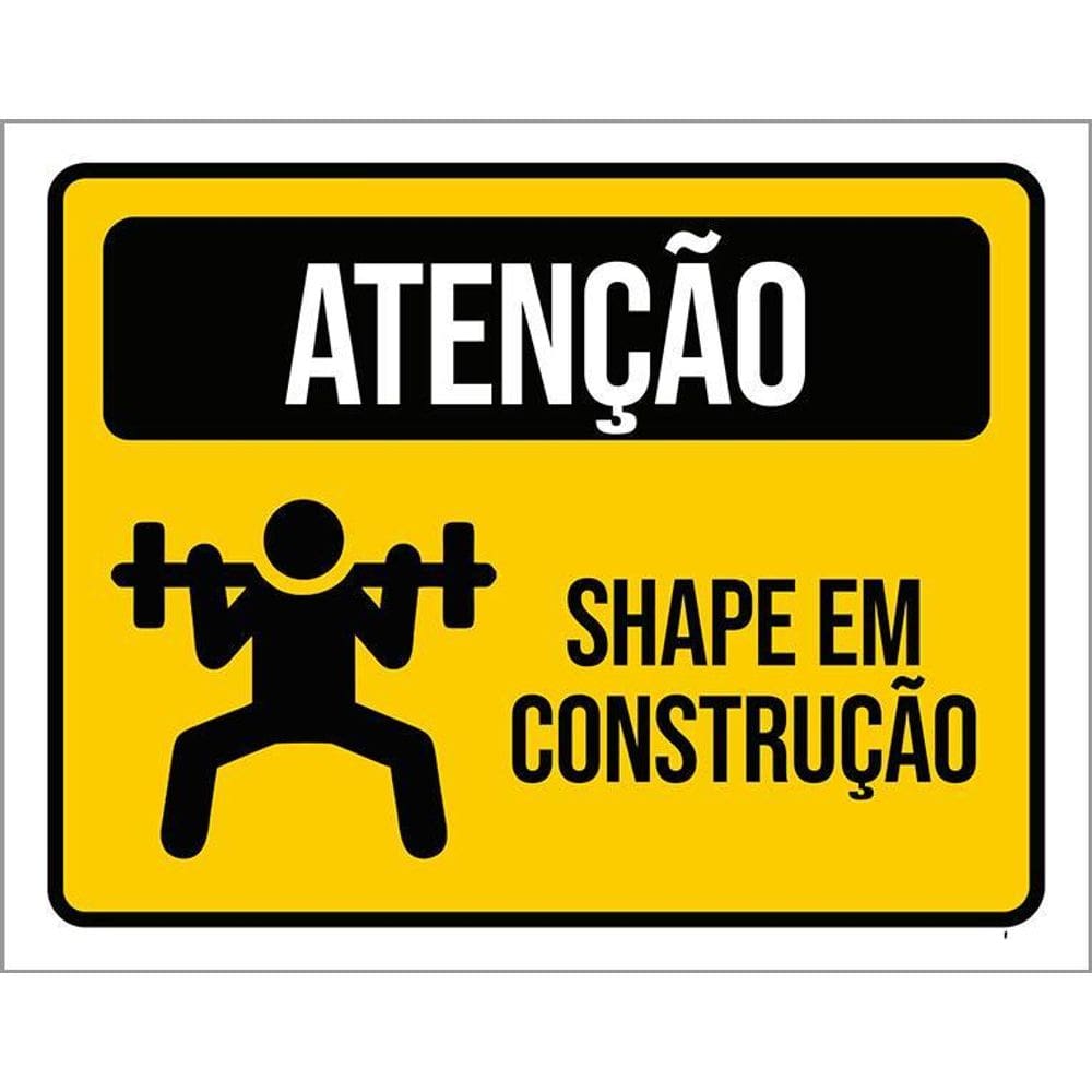 Kit 3 Placas Atenção Shape Em Construção Horizontal