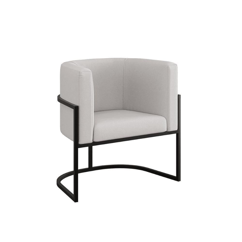 Cadeira Poltrona Lua Moderna Veludo Base De Metal Preto Bege