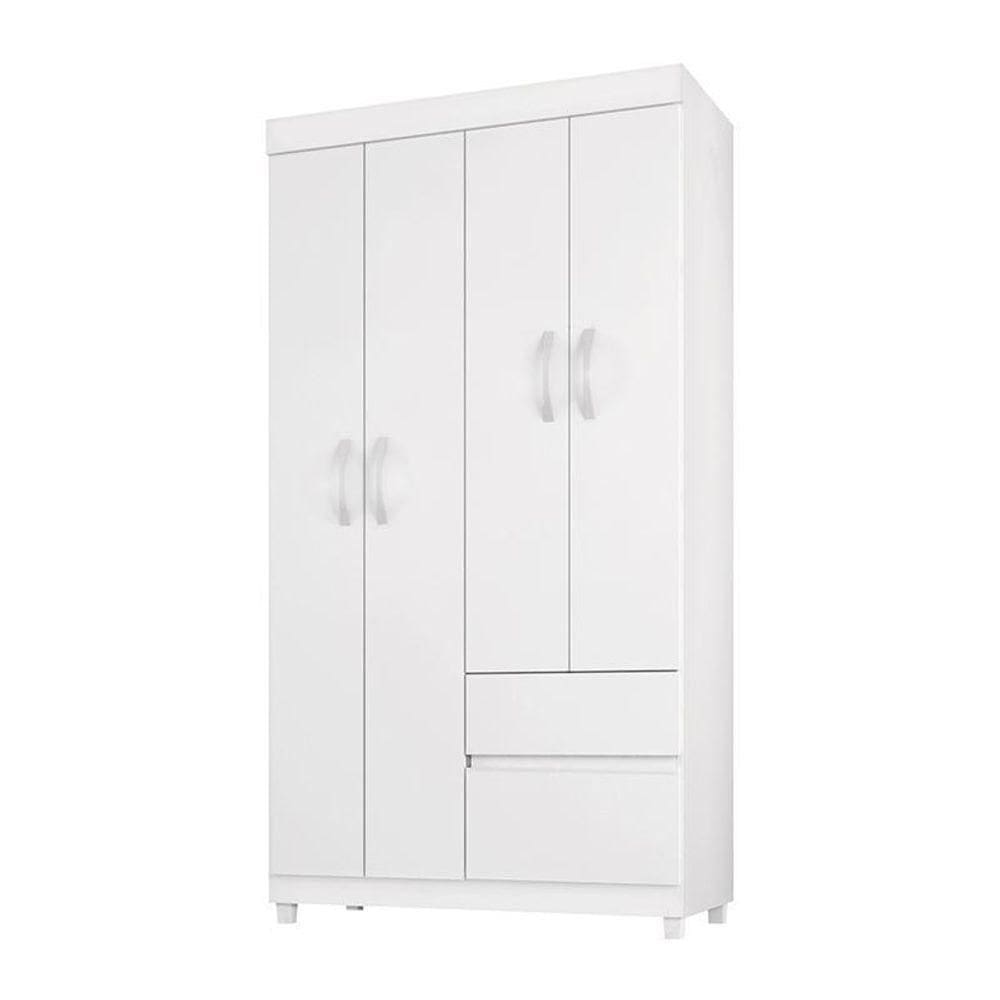 Guarda Roupa Solteiro Lótus 4 Portas E 2 Gavetas  Branco - Demóbile Branco
