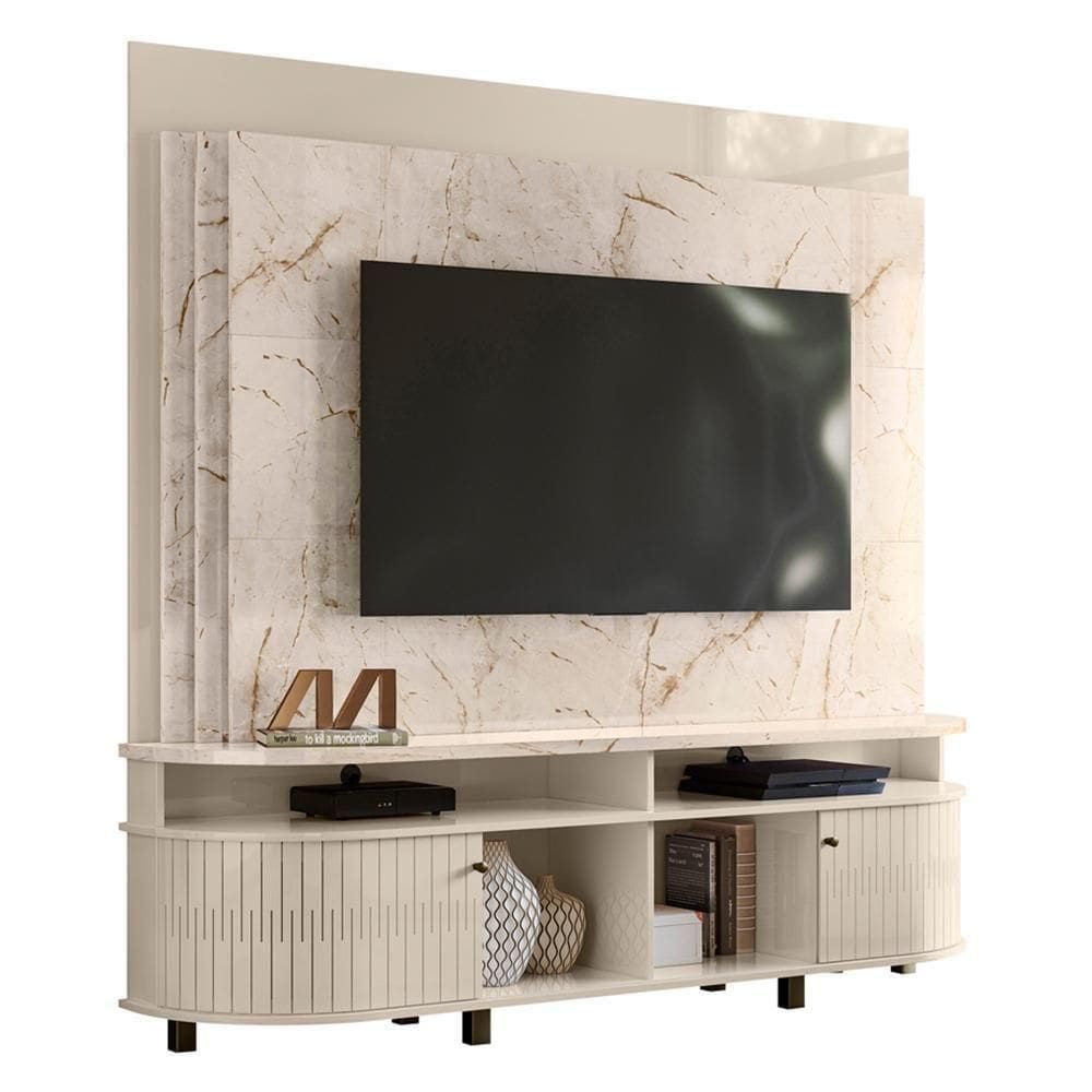 Estante Home Theater Daytona Calacata Off White Para Tv Até 65 - Madetec Calacata Off White