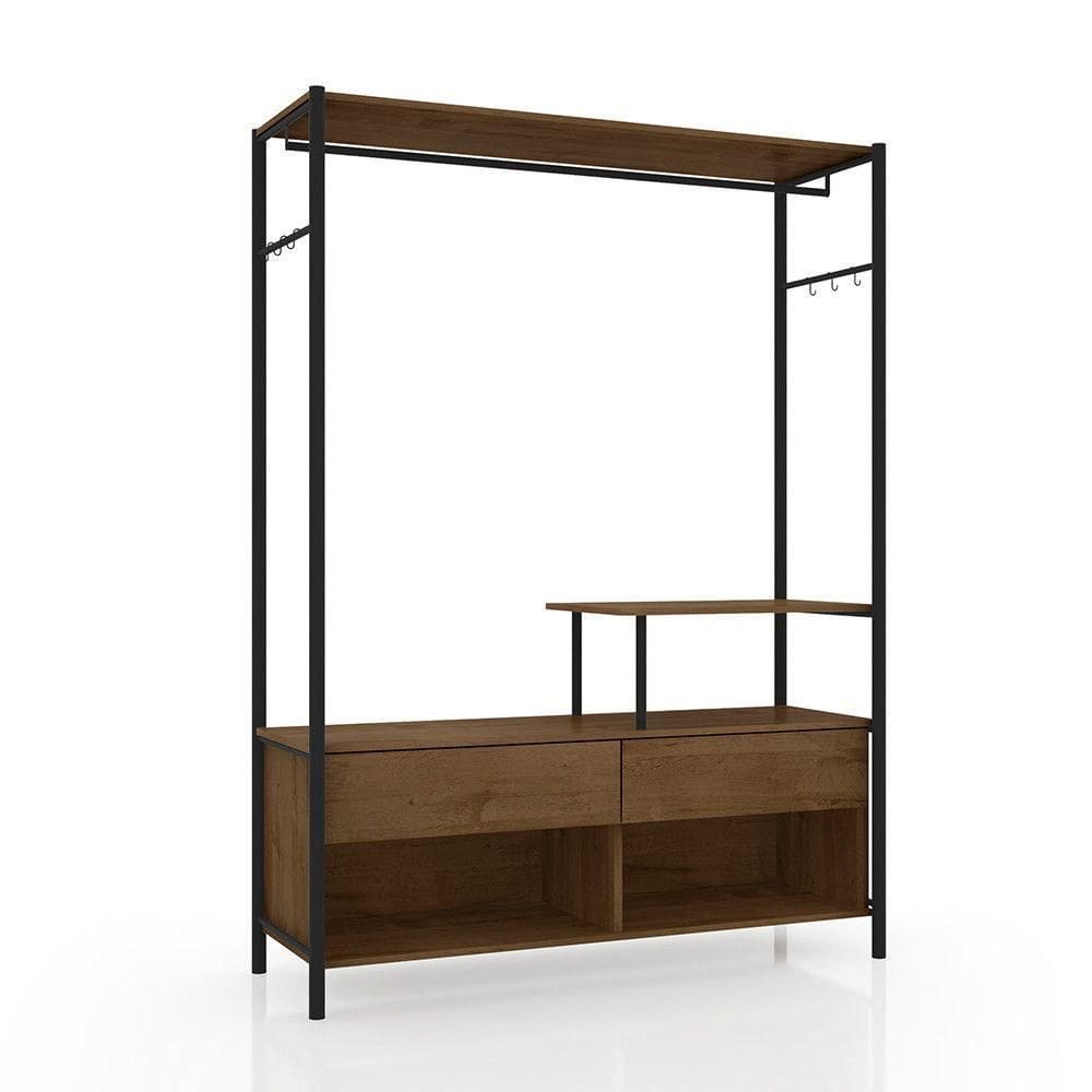 Guarda Roupa Closet Industrial 2 Gavetas Tóquio Preto-demolição 119cm - Pallazio