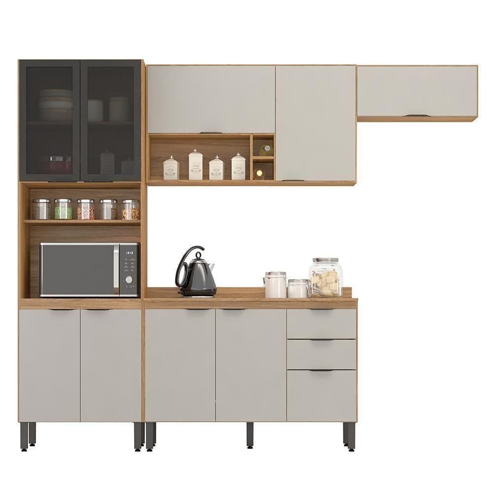 Cozinha Modulada Composição 6 Firenze 4 Peças Amêndola Nude  - Demóbile Amêndola Nude