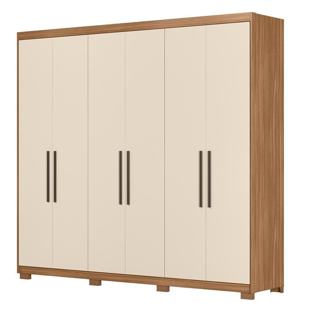 Guarda Roupa Venice 6 Portas, 4 Gavetas E 4 Cabideiros Amêndola Off White Com Pés - Demóbile Amêndola Off White
