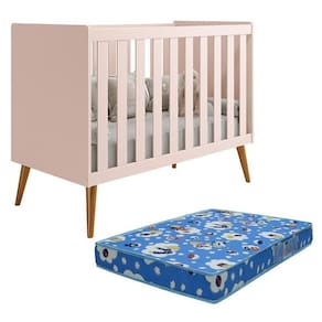 Berço Americano Isis Rosa Com Colchão Baby Physical - Reller Móveis Rosa
