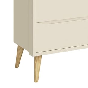 Cômoda Infantil Theo 6 Gavetas Areia Fosco Com Pés Madeira Natural- Reller Móveis Areia Fosco
