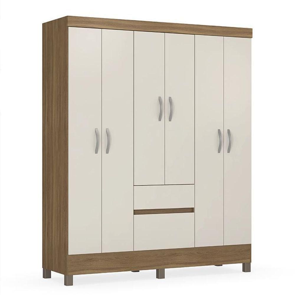 Guarda Roupa Casal Flash Ii 6 Portas E 2 Gavetas Amêndola Off White - Demóbile Amêndola Off White
