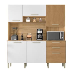 Armário De Cozinha Compacta 6 Portas E 2 Gavetas 180cm Dali Ripado Freijó-supremo - Pallazio