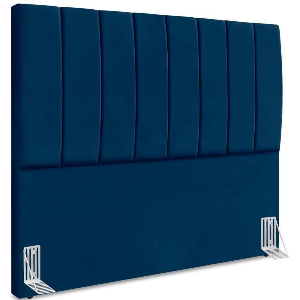Cabeceira Casal 140cm Allia Suede Azul Marinho Rm Azul Marinho