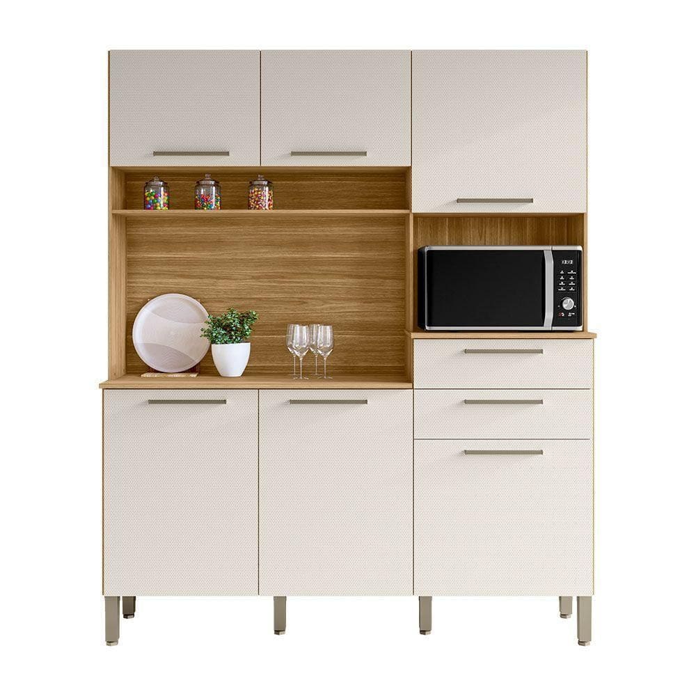 Armário De Cozinha Compacta 6 Portas E 2 Gavetas 160 Cm Duquesa Freijó-soft - Pallazio