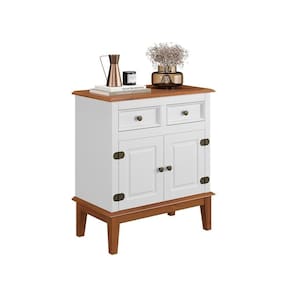 Balcão De Madeira Maciça 2 Portas E 2 Gavetas - Branco Branco