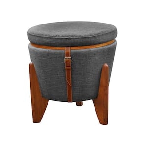 Conjunto 2 Puffs Baú Fênix Linho Castellar Móbile Cinza