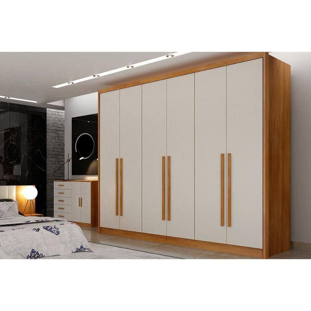 Guarda Roupa Casal 6 Portas E 8 Gavetas Bandeira/himalaia Cumaru/fendi - Horizonte