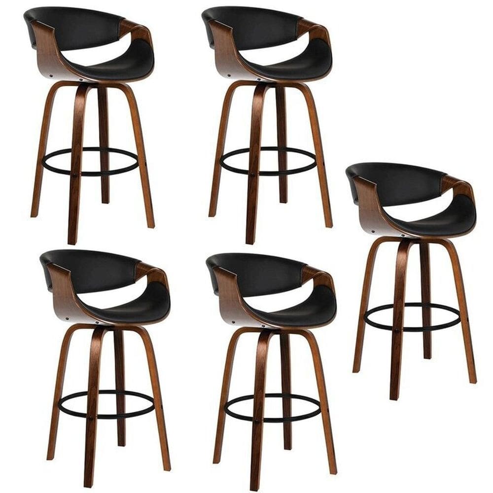 Kit com 5 Banquetas Base de Madeira Nicole Preto