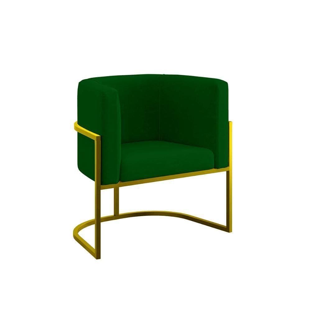 Poltrona Cadeira Decorativa Lua Recepção Base De Ferro Gold verde Verde