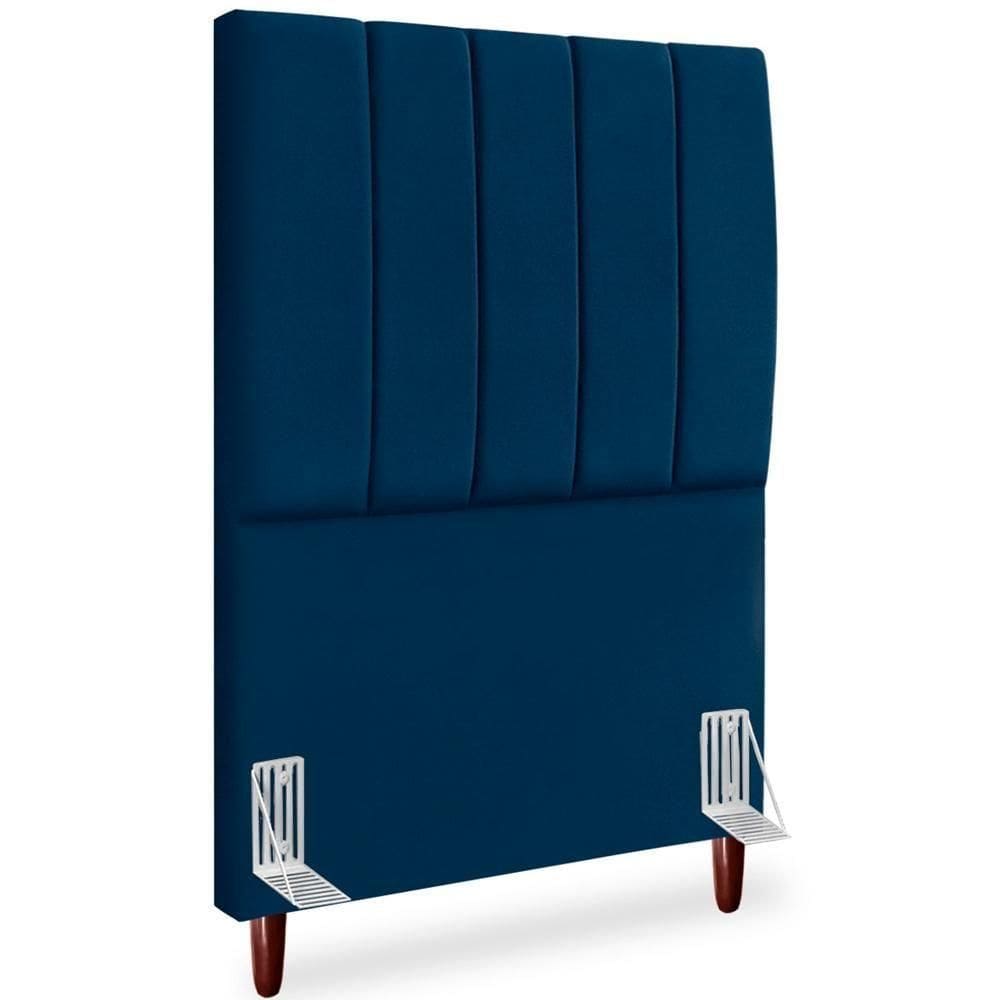 Cabeceira Solteiro 90cm Arlla Suede Azul Marinho Rm Azul Marinho
