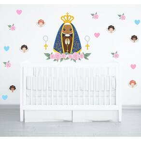 Adesivo De Parede Nossa Senhora Aparecida E Anjinhos