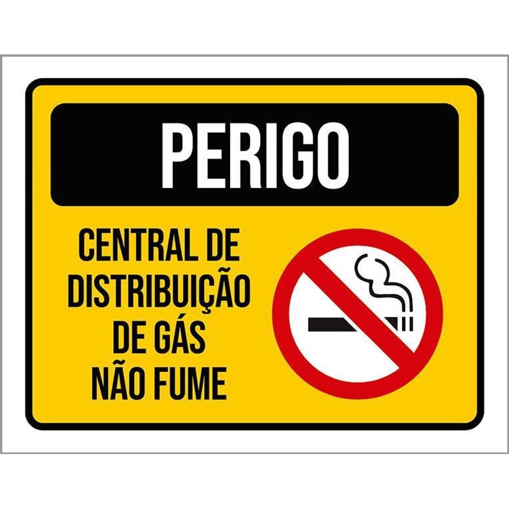 Placa Perigo - Não Fume Centra Distribuição De Gás 36X46