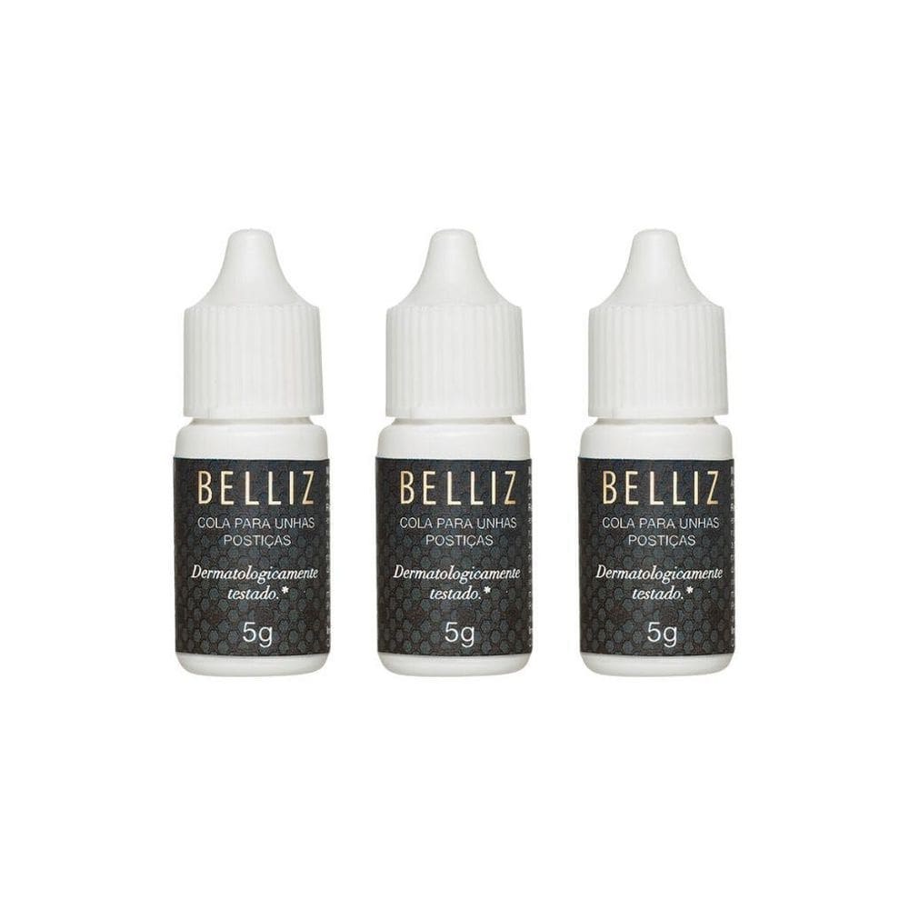 Cola Para Unhas Postiças Belliz 5G - Kit Com 3Un