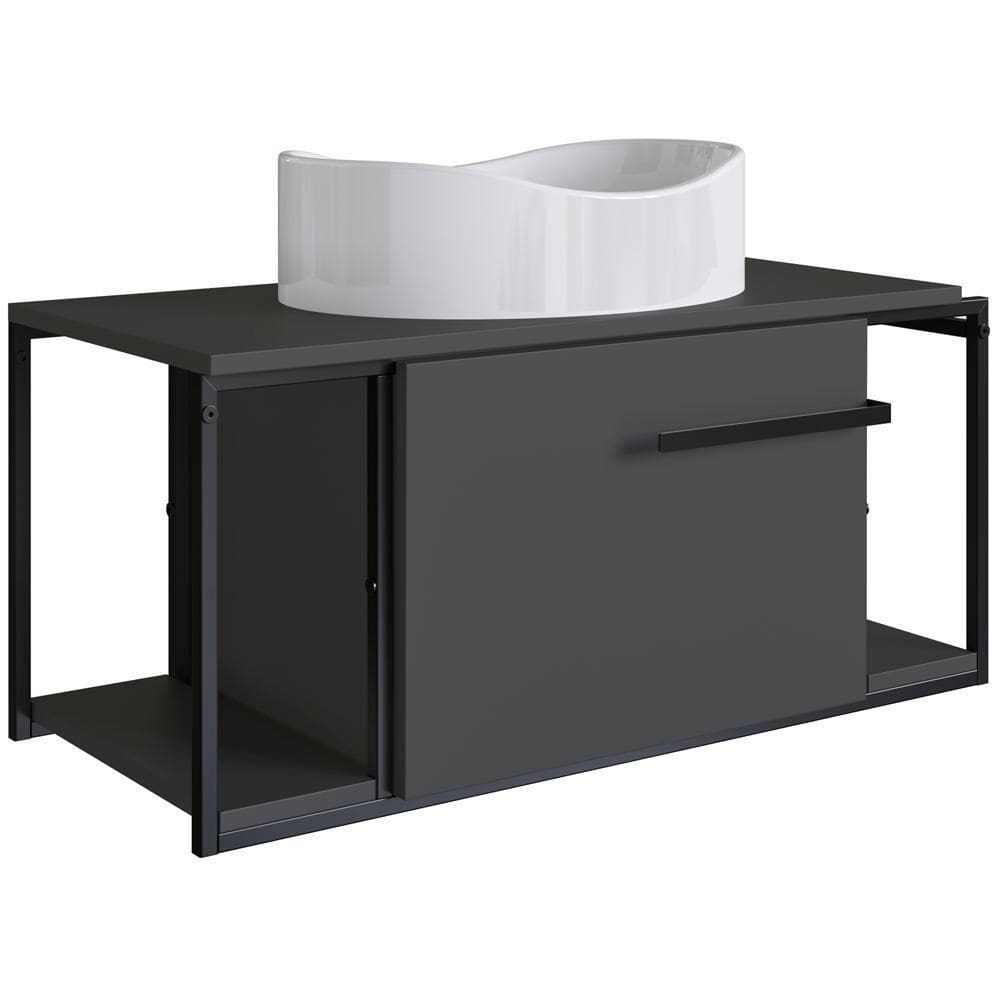 Gabinete Susp E Cuba Marmore Sintetico P1019x941012 Grafite Branco Pp Grafite Branco