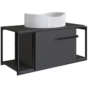 Gabinete Susp E Cuba Marmore Sintetico P1019x941012 Grafite Branco Pp Grafite Branco