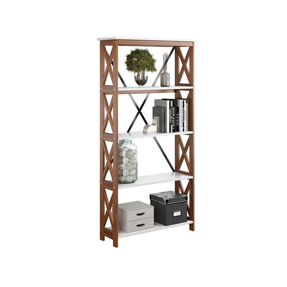 Estante De Madeira Maciça 4 Prateleiras - Branco
