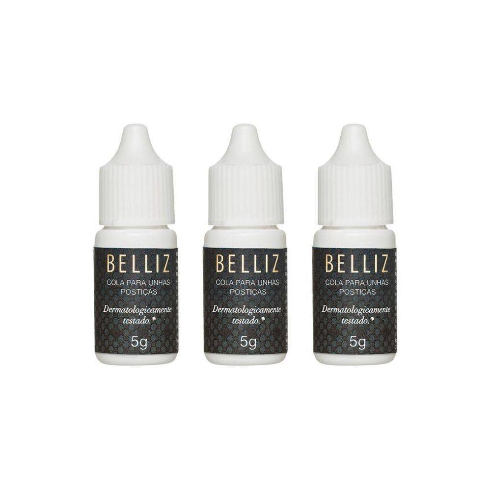 Cola Para Unhas Postiças Belliz 5G - Kit Com 3Un