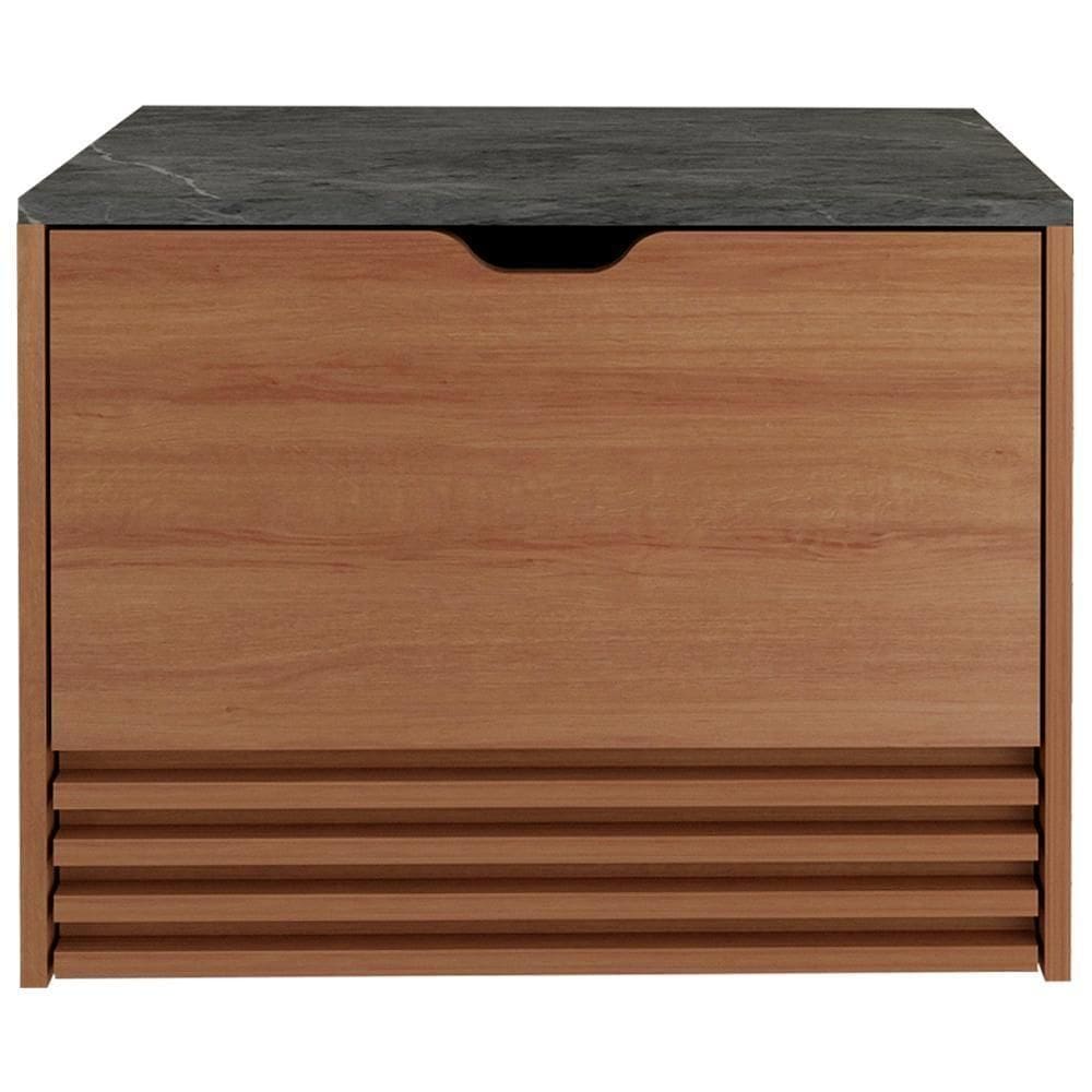 Balcao Gabinete 1 Gaveta Ripada Bn3613 Amendoa Marmore Lunar