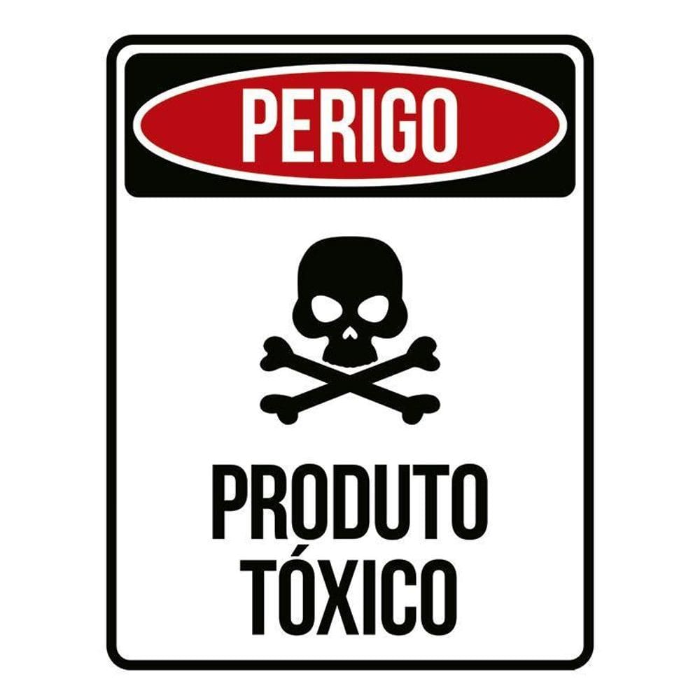 Placa Sinalização - Perigo Caveira Produto Tóxico 36X46