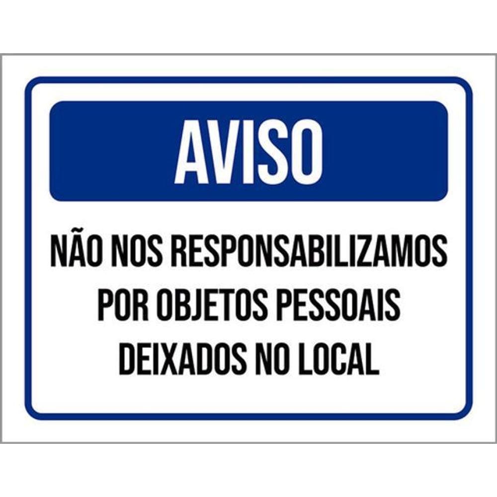 Kit 3 Placas Aviso Não Responsabilizamos Objetos Pessoais