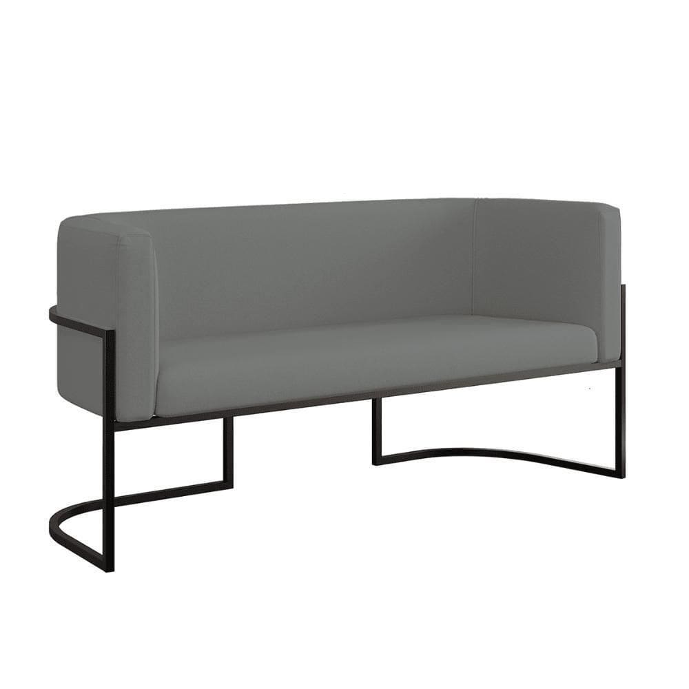 Sofá 2 Lugares Veludo Moderno Base Metal Black – Balaqui Cor:cinza Cinza