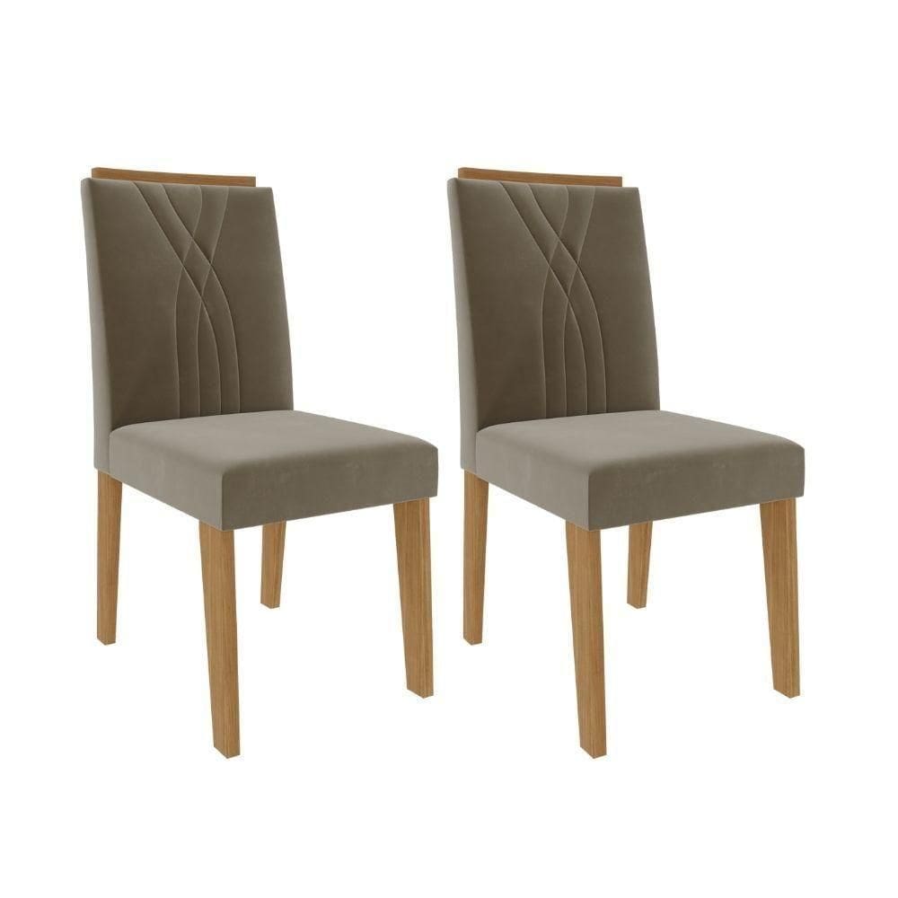 Cadeira De Jantar Mdf 2 Peças Encosto Fixo Nicole Cimol Nature/joli Nature/joli
