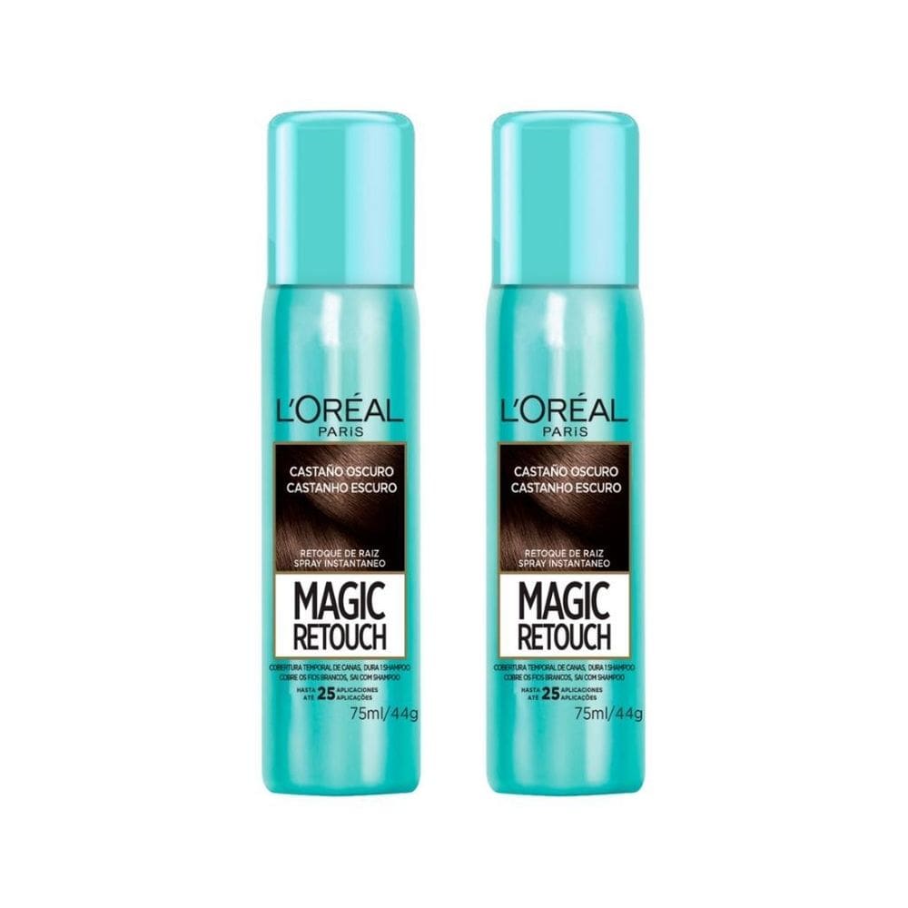 Coloraçao Loreal Magic Retouch 75Ml Spray Castanh Escuro-2Un