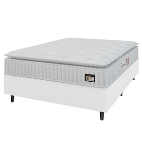 Cama Box Casal Queen Colchão Espuma D33 Pillow Top Van Gogh 158x198x67cm Branco Hellen