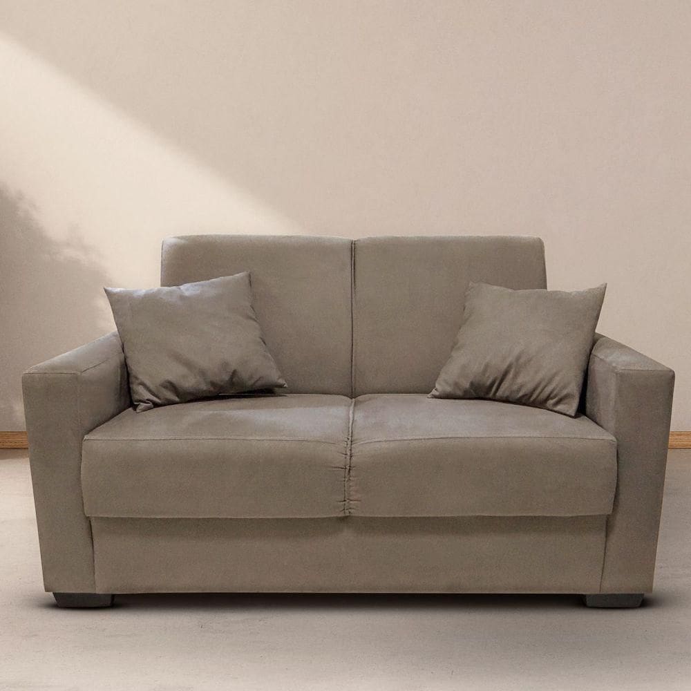 Sofá Estofado 2 Lugares Sala Estar Recepção Sofia Suede Capuccino
