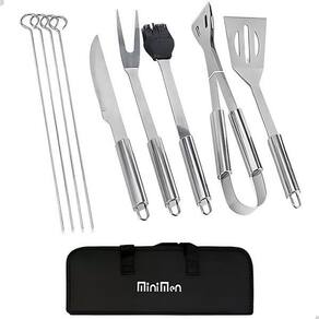Conjunto Kit Churrasco 9 Peças De Aço Inox Com Bolsa