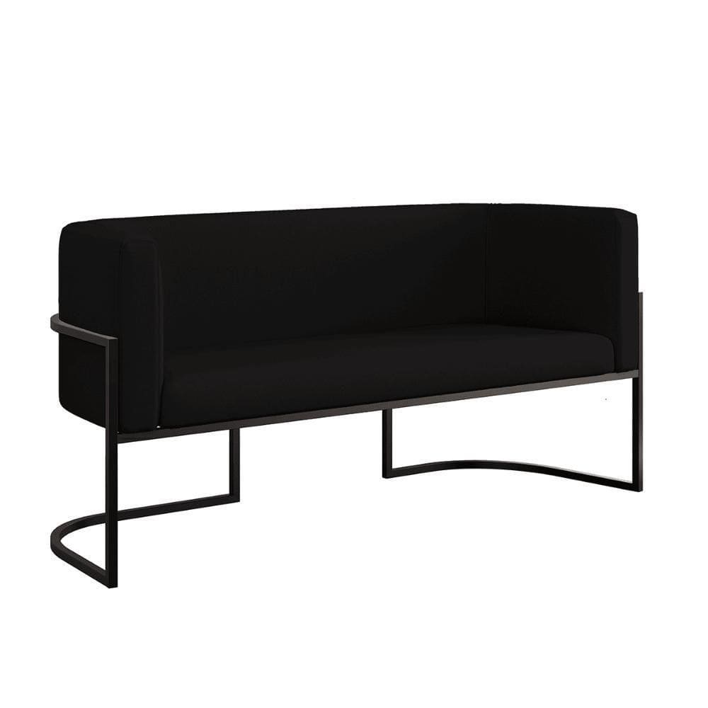 Sofá 2 Lugares Veludo Moderno Base Metal Black – Balaqui Cor:preto Preto