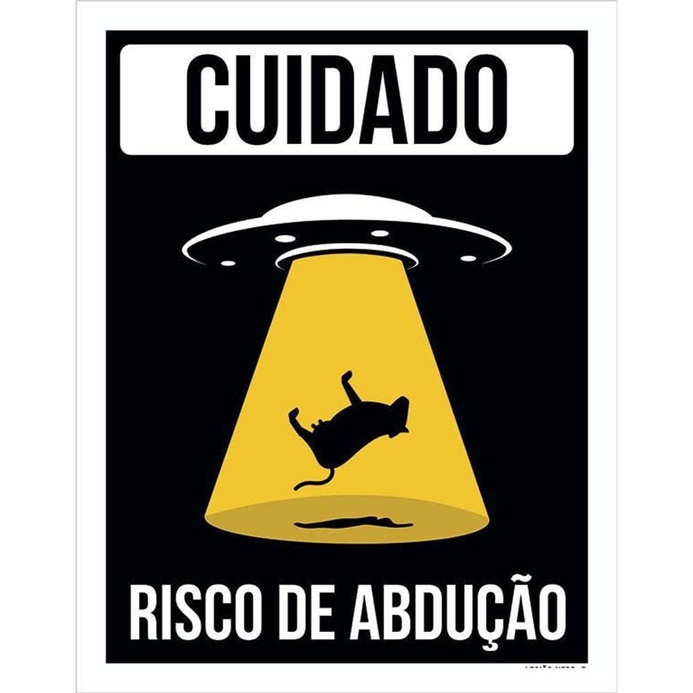 Placa Decorativa - Cuidado Risco De Abdução Et Alien 36X46