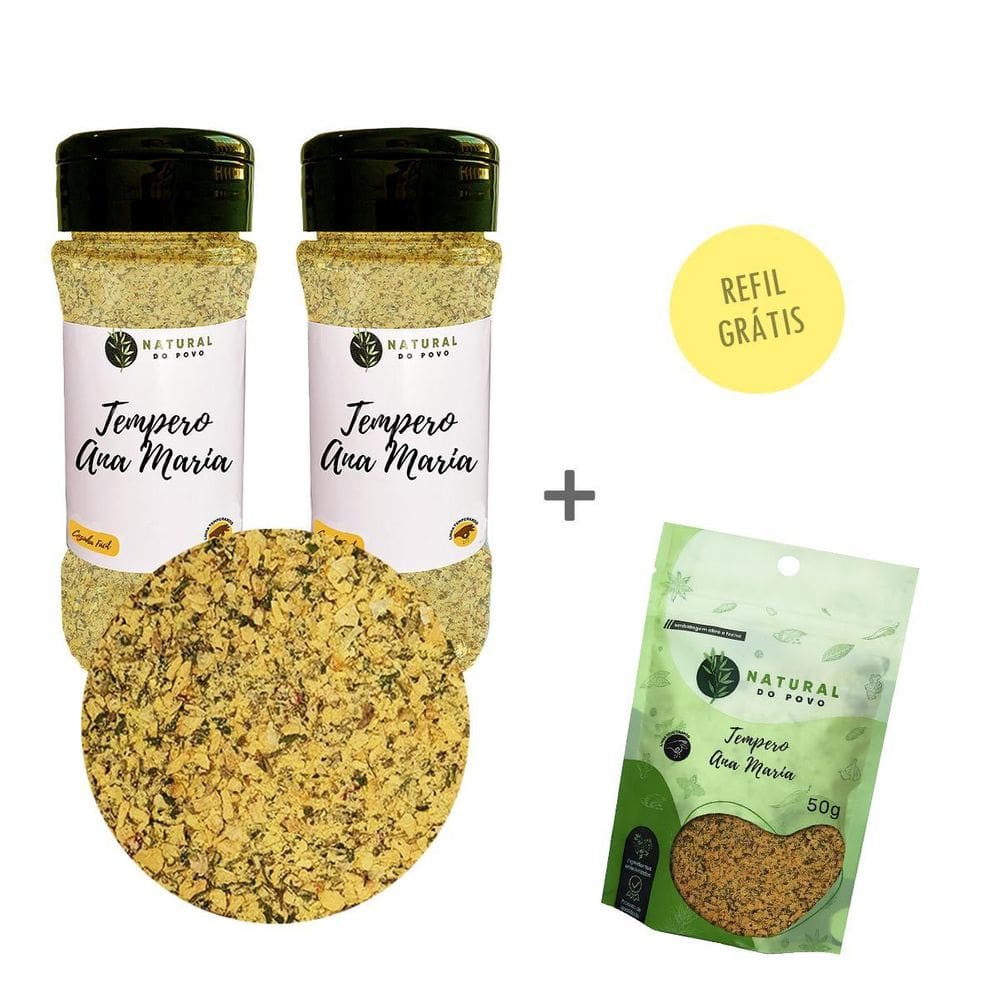 Tempero Premium Ana Maria Kit 2 Pote Com Dosador + Refil 50G