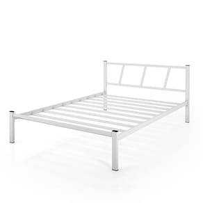 Cama Casal Helena Branco Tubolar De Ferro Cor:branco