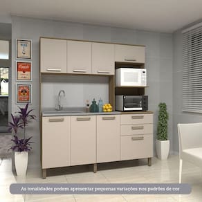 Cozinha Compacta 8 Portas E 2 Gavetas Luciane Móveis Carvalho Cinnamon