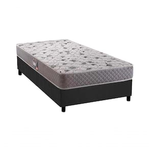 Conjunto: Box Suede Preto + Colchão Herval Black Espuma Ortopedica D60 Solteiro 88x188x60